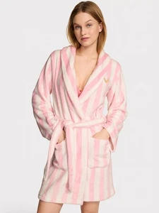 2025 Victoria’s  Secret Short Cozy Plush Robe Size M/L - Pink/White New Release - Picture 1 of 4