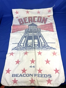 1948 BEACON Feed Sack CAYUGA, NY 38" x 17.5" Cotton, Backside 1 rip - Picture 1 of 11