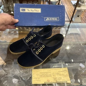 NEU Sears Jeepers Vintage Damenschuhe Größe 8-1/2 M blau Canvas-Sneaker mit Absatz - Bild 1 von 10