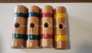 Krocket Holzhammer nur Kopf Ersatz gestreift Posten gelb rot grün blau - Bild 1 von 12