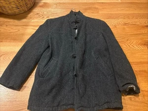 VTG 1950's FRATERNITY PREP Sears Dark Gray Wool Jacket w/ Quilted Lining FAIR - Picture 1 of 14