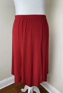Standard USA Women’s 2XL Skirt Red Silver Gem Asymmetric Hem Celebration C14 - Picture 1 of 14