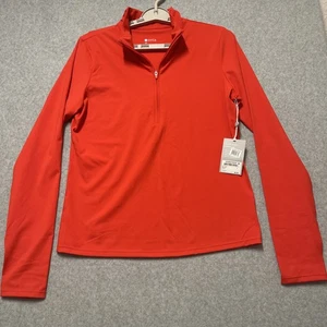 Zella by Nordstrom Quarter Zip Work Out Stretchy Pullover Red Fiery Women’s Sz M - Picture 1 of 8