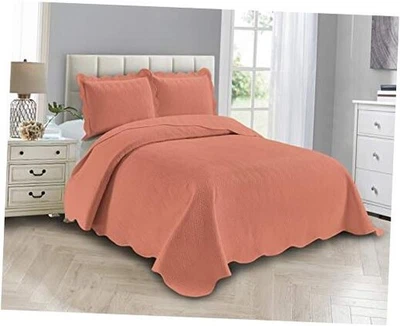  Luxury Oversized Coverlet Embossed Bedspread Set King/California King Coral - Image 1 of 3