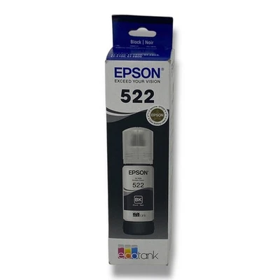 Botella de tinta negra Epson 522 Ecotank T522120-S 65 ml caducidad 02/2027 OEM sellada Foto 1 de 4