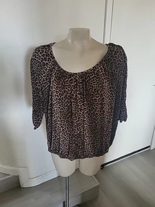 Michael Kors Plus Size 1X Animal Print Leopard Mobwife Blouse Lightweight Luxury - Picture 1 of 7