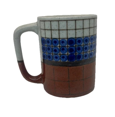 VTG Otagiri Coffee Mug: Rust Brown Blue & Speckled Off White 3.75" - Image 1 of 4