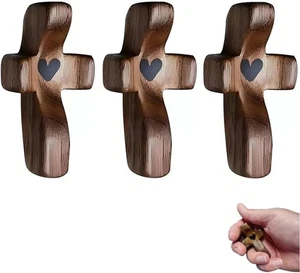 MASISDAOZ Croce in Legno Fidget, 3 Pezzi Croci Tascabili in Noce - Il Mio Cuore,... - Foto 1 di 7