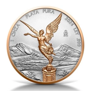 ๐บ๐ธ2024 Mexico Libertad Red Gold Series 1oz Silver Coin COA & Wooden Box - Picture 1 of 5