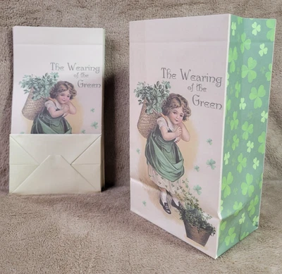 12 bolsas de botín y sellos adhesivos para regalo de fiesta de papel del día de San Patricio - 2 estilos vintage Foto 1 de 4