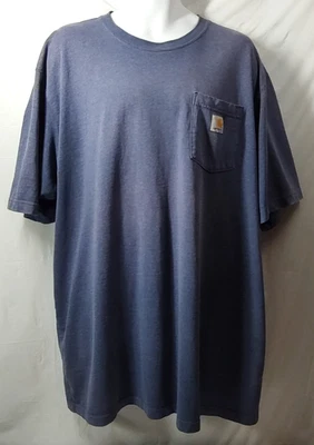 Carhartt T Shirt 2XL Tall 2XLT Loose Fit Slate Blue Short Sleeves Logo Workwear - Image 1 of 4