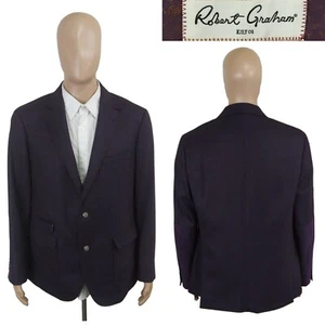 Robert Graham Purple Tweed Suede Wool Cashmere Blazer Sport Coat Size 46R - Picture 1 of 11