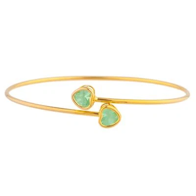 Brazalete Brazalete Oro 14Kt Zafiro Verde Corazón Bisel Foto 1 de 4