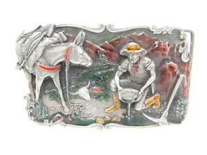 Goldrausch Minensuche West Silber Herren Gürtelschnalle Metall Siskiyou 1981 USA - Bild 1 von 2