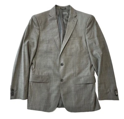 Abrigo Deportivo John Varvatos Blazer Hombre 40L Gris Lana Chaqueta a Cuadros Dos Botones EE. UU. Foto 1 de 4