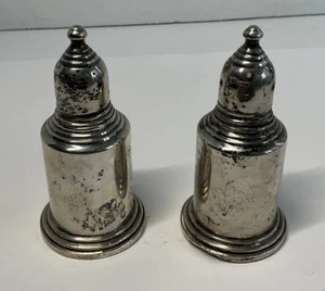 Empire Salt & Pepper Shakers Pr Sterling Weighted 241 Glass Lined Vintage 3.5” T - Picture 1 of 6