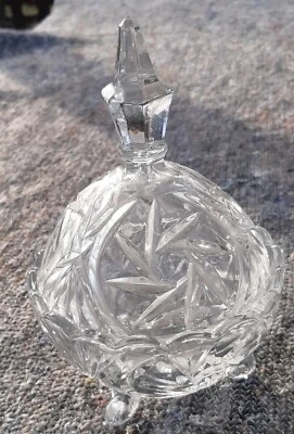 Bonbonglas Pralinenglas Süßigkeitenschale weiß klar rund Dekor Sterne mit Deckel - Bild 1 von 4