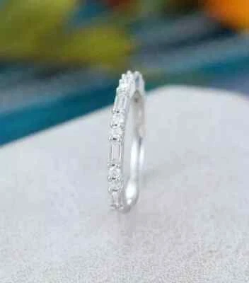 2Ct Baguette-Cut Lab Created Eternity Wedding Band Ring 14k White Gold Finish - Image 1 of 4