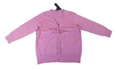 Talbots Cardigan Petite L Pink Crystal Rhinestone Button Sparkle Feminine  - Image 1 of 4