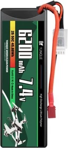 Lipo-Akku 2 Zellen 7.4V 6200mAh 50C mit T-PLUG Anschluss Hohe Leistung für RC - Bild 1 von 5
