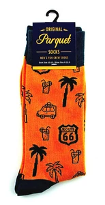 Route 66 Men's Socks Travel Vacation Road Trip Casual Cotton Blend Orange Socks - Picture 1 of 5
