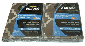 Eclipse Tipton Trellis Blackout Panel Pair (2) 52" x 63" Cocoa Brown Grommet Top - Picture 1 of 5