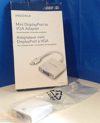 New! INSIGNIA MINI DISPLAY PORT TO VGA ADAPTER FOR MACBOOK & iMAC - NS-PD94593-C - Image 1 of 2
