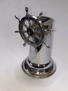1940s Vintage Chrome Nautical Figural Ships Wheel Table Lighter - Picture 1 of 5