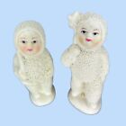 Vintage Snow Baby 4” Standing Figurines Set Of 2 Estate Sale Rough Texture