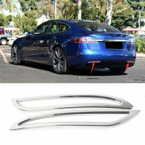 Chrome ABS Rear Fog Lamp Light Strip Trim 2PCS Fit For Tesla Model S 2012-2021 - Bild 1 von 7