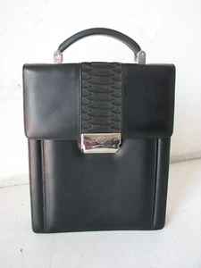 GIOVANNI VALENTINO BORSELLO UOMO   VINTAGE IN PELLE NERA - Picture 1 of 15