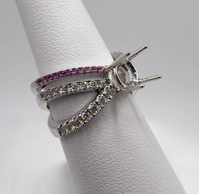 18K White Gold Hearts on Fire Harley Wrap Semi-Mount Diamond & Sapphire Ring - Image 1 of 4