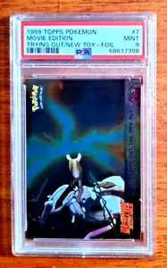 1999 Topps Pokemon Movie Edition TRYING OUT THE NEW TOY #7 Foil MEWTWO PSA 9 - Picture 1 of 2