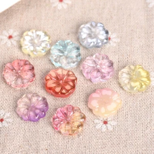 10pcs 15mm Round Flower Shape Crystal Lampwork Glass Beads For Jewelry Making - Picture 1 of 11