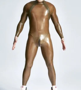 Latex Gummi Rubber Handmade tight Catsuit Bodysuit Masquerade Chest Zip S-XXL - Bild 1 von 5