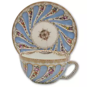 Helena Wolfsohn Dresden Porzellan Bone China Tasse und Untertasse um 1900 blau deutsch - Bild 1 von 20