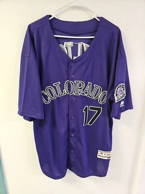 Majestic Auténtico Colorado Rockies Todd Helton Jersey Para Hombres 40 Cosido Púrpura  Foto 1 de 4