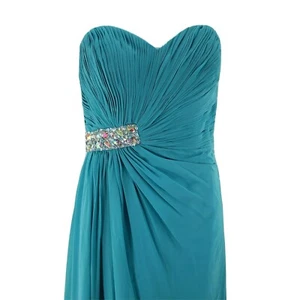 Milano Formals Dress Womens Embellished Chiffon Evening Prom Size 4 Turquoise - Picture 1 of 12
