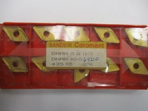 SANDVIK DNMM 443 71 015 435 P35 Lathe Inserts 10 Pcs Steel Cutting Grade New! - Picture 1 of 2