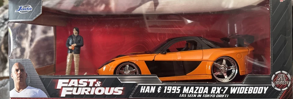JADA 1:24 Han Figure & 1995 MAZDA RX-7 WIDEBODY FAST & FURIOUS Diecast #33174 - Image 1 of 1