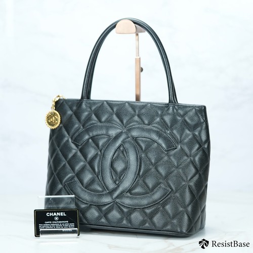 Borsa a tracolla Chanel pelle di caviale medaglione nera grande logo CC 14454552 grado A
