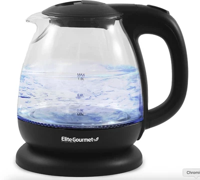 Elite Gourmet 1L Electric Glass Water Kettle, Black - Image 1 of 4