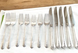 Antique Holmes & Edward’s Silverplate Flatware 12 PCs Forks, Dinner Knives - Picture 1 of 7