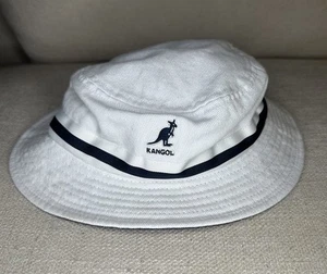 Kangol White Bucket Hat Stripe Lahinch Medium - Picture 1 of 4