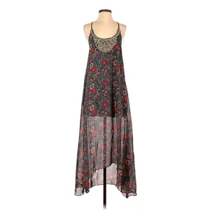 Boohoo Tasha Floral Print Hanky Hem Dress Beaded SIZE 4P Petite New Flaw - Picture 1 of 6