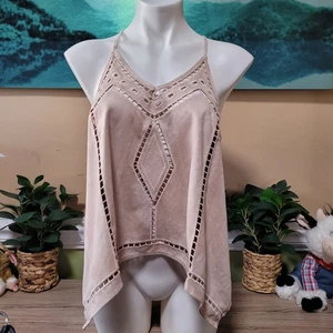JOA Los Angeles Suede Feel Neckholder Cutout Tassel Tank Top Gr. L Neu Western - Bild 1 von 9