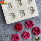 6-Cavity Rose Flower Silicone Mold for Candle & Soap Making DIY Crafts