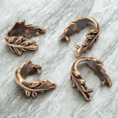 Fianzas de pellizco con colgante de hoja de cobre, paquete de 4 diseño botánico TierraCast para joyería Foto 1 de 4
