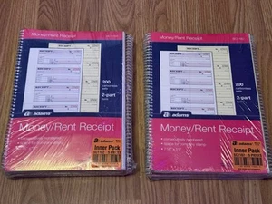 Pack of 10 Adams Money Rent Receipt Books 7-5/8" x 11" Carbonless Two 2 Part - Picture 1 of 4