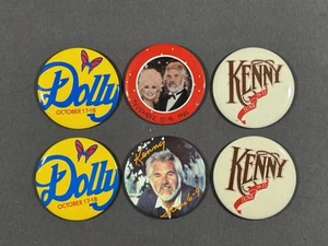 Lotto Vintage Dolly Parton Kenny Rogers Concert Button Pinback dicembre 1986 3,5" - Foto 1 di 11